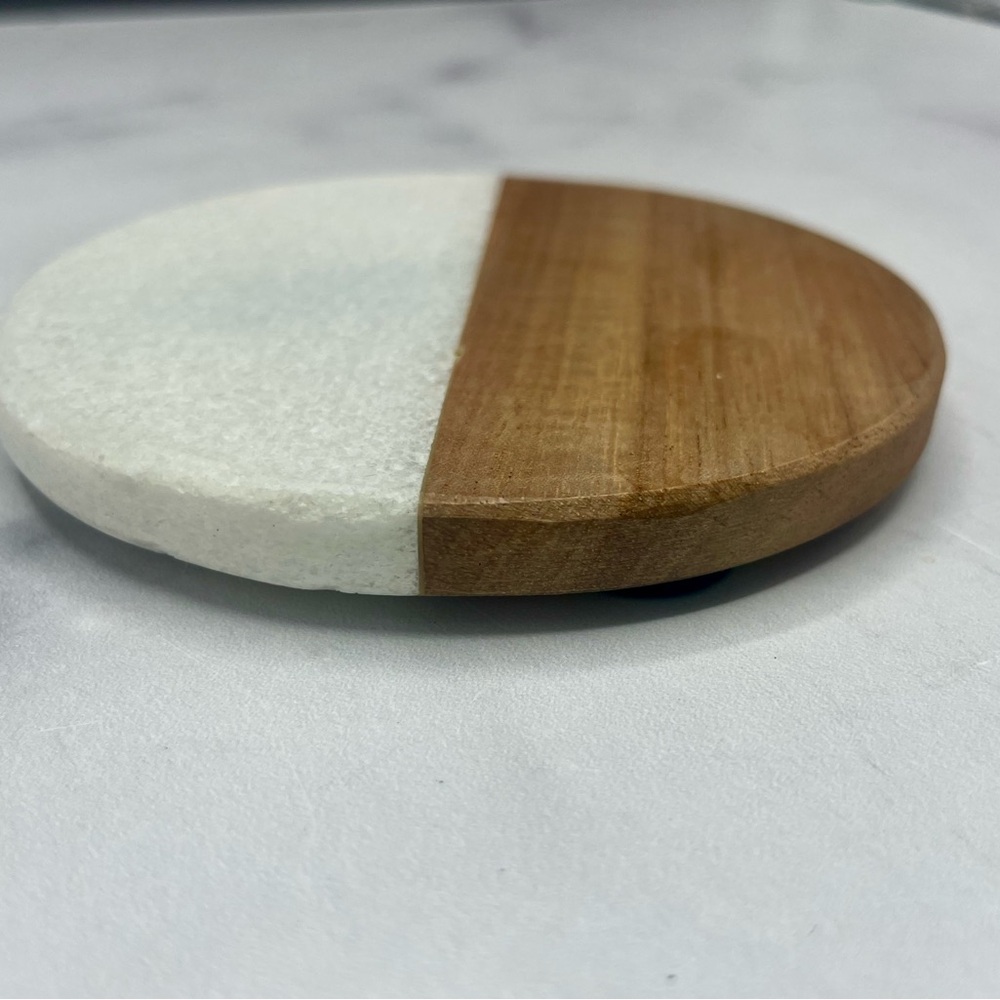 Set of 4 marble & wood coasters - Picture 7 of 9
